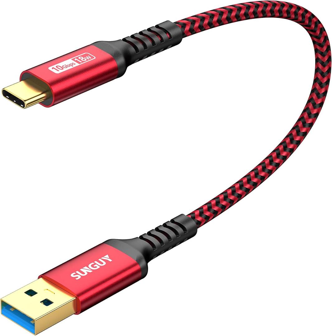 Sunguy 10Gbps Android Auto USB Cable 1FT, 3A USB C 3.1 Gen2 Cable Data Transfer, USB C CarPlay Cable Fast Charging Compatible with iPhone 17/16/15 Series, Samsung Galaxy S25 S24 Ultra, Pixel