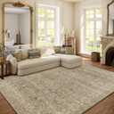 Machine Washable Rugs for Living Room: 6x9 Area Rugs for Bedroom Vintage Stain Resistant Non Slip Low Pile Lightweight Boho Carpet for Kitchen Dining Room Farmhouse Kids Room Nursery (Brown and Grey)