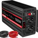 JIGUUN 1500 Watt Pure Sine Wave Power Inverter 24v DC to 110/120v AC Inverter 3 AC & USB Output, Car Converter with LCD Display for Home RV Camping Emergency