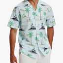 Vytroon Men's Hawaiian Shirts Wrinkle Free Short Sleeve Button Down Tropical Beach Vacation Shirt M
