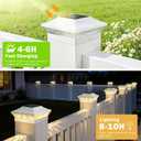 Brightever 3.5x3.5 4x4 Solar Post Cap Lights Outdoor, 12-Pack Solar Fence Post Lights for Wooden/Vinyl Posts, 2 Modes (Warm/Cool White), Solar Powered Waterproof Deck Post Lights for Patio, White