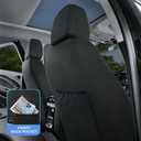 Road Comforts Car Seat Covers, Leather Seat Covers with Piping, Air-Cool Mesh Designed, Airbag Compatible Automotive Front Seat Covers for Most Car, Truck, Van, SUV - Black with Black Piping