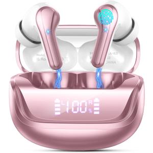 Donerton Wireless Earbuds Bluetooth 5.4 Headphones Noise Cancelling, 4 Microphone Bluetooth Ear Bud with Dynamic Drivers Stereo, Sports Earphones Wireless with LED Power Display for Laptop Pad Phones