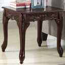 Roundhill Furniture Traditional Ornate Detailing Wood End Table, Dark Cherry, 21 in x 22 in x 20 in