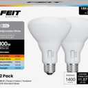 Feit Electric BR30 LED Light Bulb, 100W Equivalent, Dimmable, 5CCT, E26 Medium Base, 90 CRI, 1400 Lumens, Adjustable White, 13 Years Lifetime, 2 Pack, BR30100DM5CCTCA15K/2