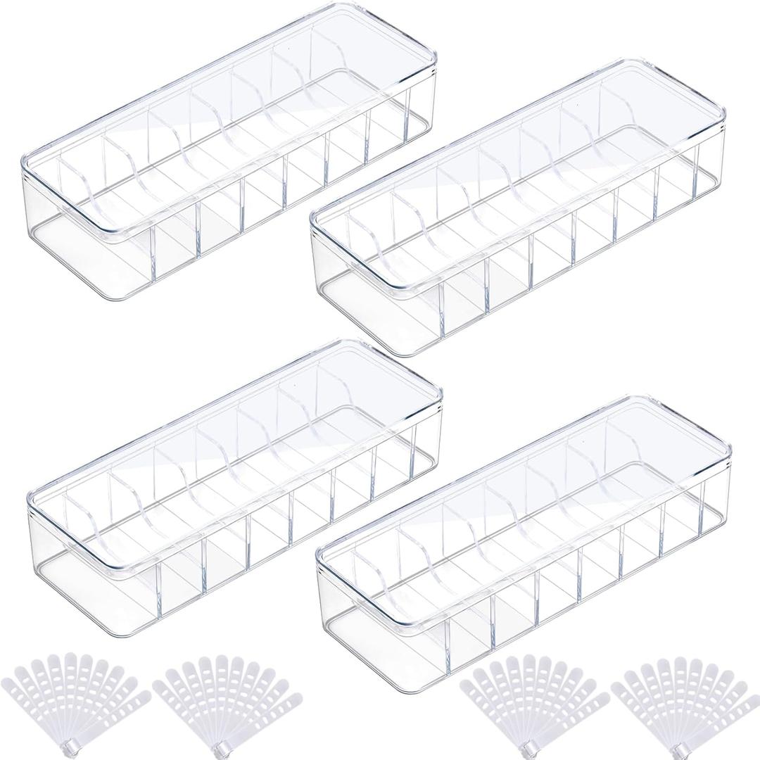 4Pcs Cord Organizer Box with Lids Plastic Cable Storage Box Clear Electronics Charger Organizer with Wire Ties for Home Office Desk Organizers and Accessories