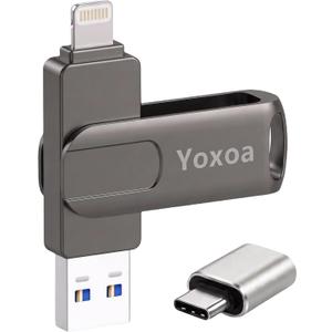 MFi Certified 512GB Flash Drive for iPhone & iPad, High-Speed Photo Stick for External Memory Storage, Backup & Transfer Files, USB Stick for iPhone/iPad/iOS/Android/PC (avail. Space: ~484GB)Black