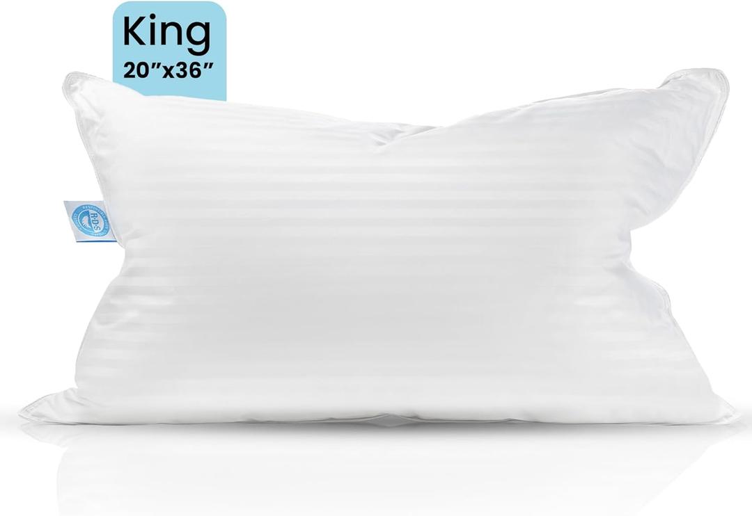 East Coast Bedding Balanced Dream 50/50 Goose Feather Down King Pillow 20x36 Inch Medium Support with 100% Cotton Shell  Single Pack