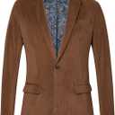 WZIKAI Men's Casual Corduroy Blazer Jacket Slim Fit One Button Work Wear Sport Coat Coffee, XXL
