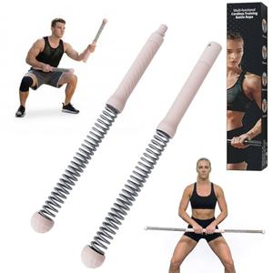 Flexella Portable Ropeless Battle Ropes, HIIT & Low Impact Cardio Workouts, Transform into Fitness Bar, Cordless Battle Ropes for Home Gym, Compact Gym Equipment for Men & Women (Pink)