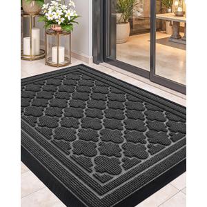 Color&Geometry Front Door Mat Outside Entrance, All-Season Heavy Duty Outdoor Door Mat for Patio Waterproof, Welcome Mat Doormat Outdoor Entrance Non Slip with Rubber Backing, Grey 24''x36''