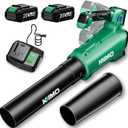 KIMO Leaf Blower Cordless with Battery and Charger, 700CFM/300MPH, Precision Adjustment Handle, 3Speeds w/ Visual Panel, Lightweight, 2 Extended Tube, 2* 2.0 Battery Powered Leaf Blowers for Lawn Care