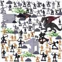 3 otters 230PCS Medieval Soldier & Dragon Knights Playset, Army Men Action Figures Epic Fantasy Battle Toy, for Kids, Teens, Stocking Stuffer for Boys