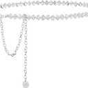 Rhinestone Belt Womens Formal Dress Belt Diamond Bling Wedding Bridal Belt, Fit Waist 26"-34", Silver