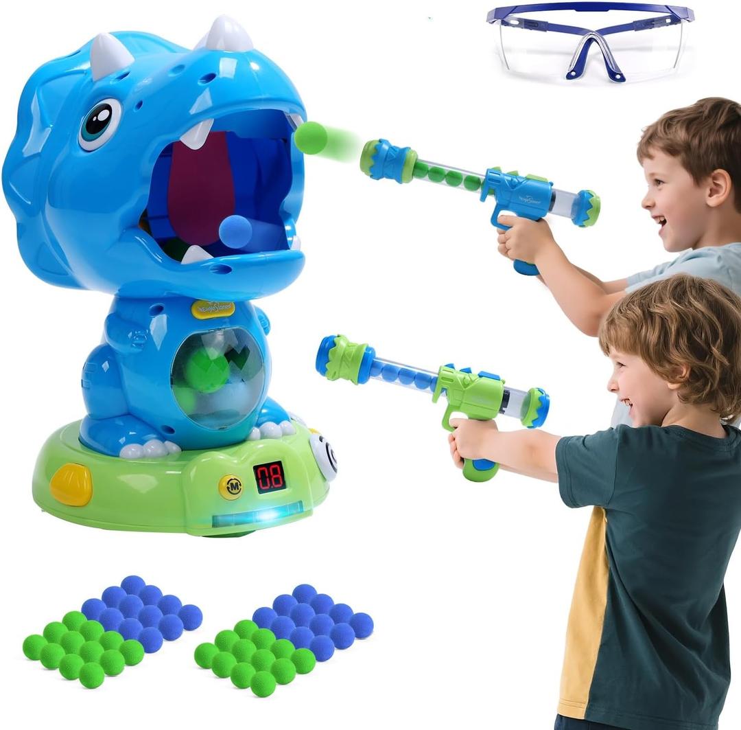 Eaglestone Moveable Dinosaur Shooting Toys Triceratops Action,Kids Shooting Games With LCD Score Record&LED, Enhancing Hand-Eye Coordination Toys For Boys And Girls (10B-Blue)