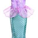 Little Girls Mermaid Princess Costume for Girls Dress Up Party with Gloves,Crown Mace 3-10 Years