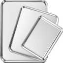 Wildone Baking Sheet Set of 3, Stainless Steel Cookie Sheet Baking Sheet Pan, 9/12/16 Inch, Non Toxic & Heavy Duty & Easy Clean
