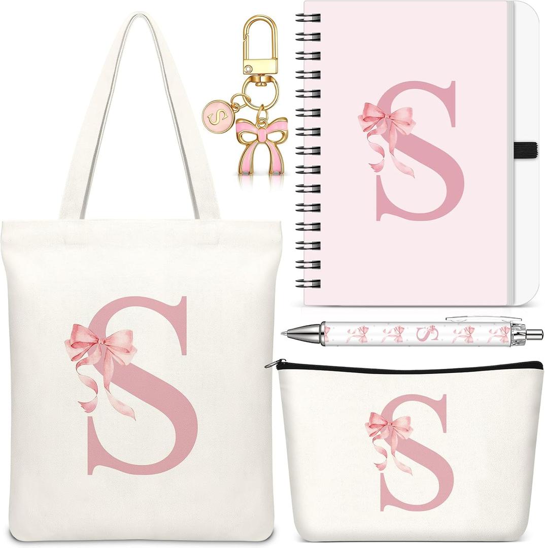 Talltalk 5 Pcs Personalized Women Gifts,Initial Tote Bag,Personalized Tote Bags,Graduation Gifts for Women