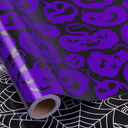 RUSPEPA Reversible Halloween Wrapping Paper, Mini Roll, Black Spider Web and Purple Ghost Design Gift Wrap Paper for Halloween Party, Trick or Treat, Birthday, Holiday Presents, 30 Inches X 32.8 Feet