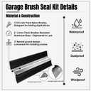 POOAMY 3" Garage Door Brush Seal Kit, for Roll Up Doors 10 x 8ft, Nylon Brush with Aluminum Alloy Base, Ideal for Exterior Commercial Door, Warehouse and Industrial Use, Easy Mounting, Black&Silver