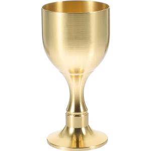 PRETYZOOM Chalice Goblet Cup, Altar Communion Food Safe Brass Cup for Liquor, Church, Ritual, Buddish, Pure Wine Glasses Wedding, Blessing, Royal Medieval Decor, Gold, 1 Oz