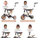 newyoo TR008 5 in 1 Toddler Tricycle with Push Handle for 1-3 Year Old Boys and Girls, Kids Push Trike with Safe Bar, Toddler Bike, Convert to Balance Bike, Birthday Gifts and Toys for Baby, Cream