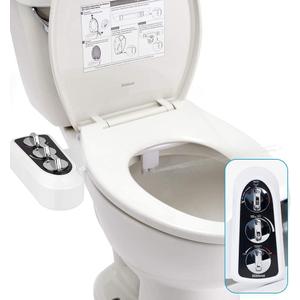 Hibbent Bidet Attachment for Toilet with Self Cleaning Dual Nozzle, Hot and Cold Water Spray Non-Electric Mechanical Toilet Seat Bidet for Rear or Female Washing Sanitizing, Black