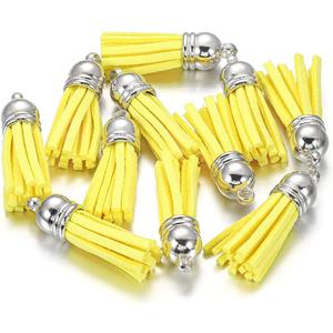 MSCFTFB 100 Pieces 1.5inch Mini Tassels Faux Suede Mala Tassel Kit for Earring Necklace Jewelry Making Garland Keychain Dreamcatcher Charms DIY Crafts (Yellow)