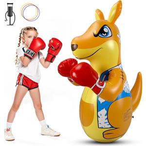 Inflatable Punching Bag for Kids Punching Bags 3-8 with Air Pump, Toddler Bop Bag, Inflatable Toy with Instant Bounce Back Movement, Safe Gifts for Kids Add Tossing Game