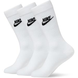 Nike Unisex Adult Sportswear Everyday Essential Crew Socks (3 Pairs) (Small, White/Black)