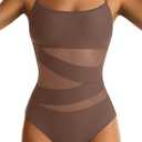 EVOCRCO Womens Mesh One Piece Swimsuit Tummy Control Bathing Suit Sexy Push Up Swim Suit Slimming Swimwear, M