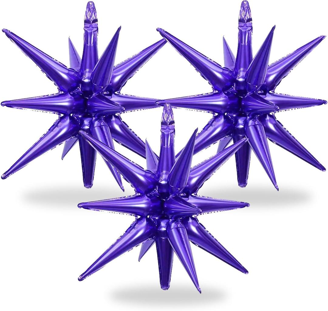2 x Purple Star Balloons Birthday Wedding Balloons Conjoined Star Balloon for Birthday Shower Wedding Bachelorette Purple Party Decorations Supplies Balloon Sets-3 PCS