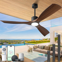 Ceiling Fans with Lights, Ceiling Fans with Lights and Remote, 52 inch Modern Smart Ceiling Fan with Light, Outdoor Ceiling Fans for Patios 3 Blade Bedroom Living Room Porch(Dark Walnut)