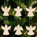 36pcs/Set Wooden Angel Christmas Tree Ornaments, 3.15 Inch, White