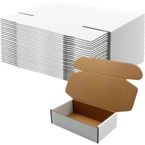 7x4x2 inch Shipping Boxes, White Corrugated Cardboard Box Literature Mailing Shipping Packaging Recyclable Storage Boxes and Craft Gifts Giving Products Business White Box Set of 25 (7''x4''x2'')