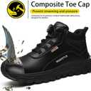 Composite Steel Toe Safety Shoes Lightweight Kevlar Puncture Resistant 6KV Electrical Insulated Breathable Waterproof Slip Resistant Industrial Construction Sneakers Rubber Sole Work Boots (Black, M)