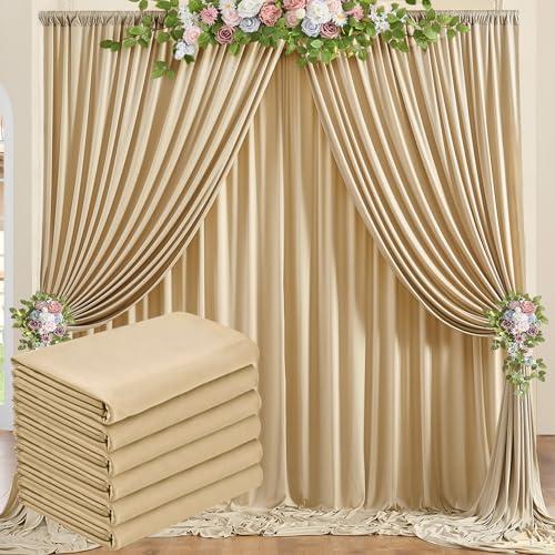 30 ft x 10 ft Wrinkle Free Champagne Backdrop Curtain for Parties, 6 Panels 10ft Polyester Champagne Photo Backdrop Drapes for Graduation Birthday Wedding Party Stage Curtains