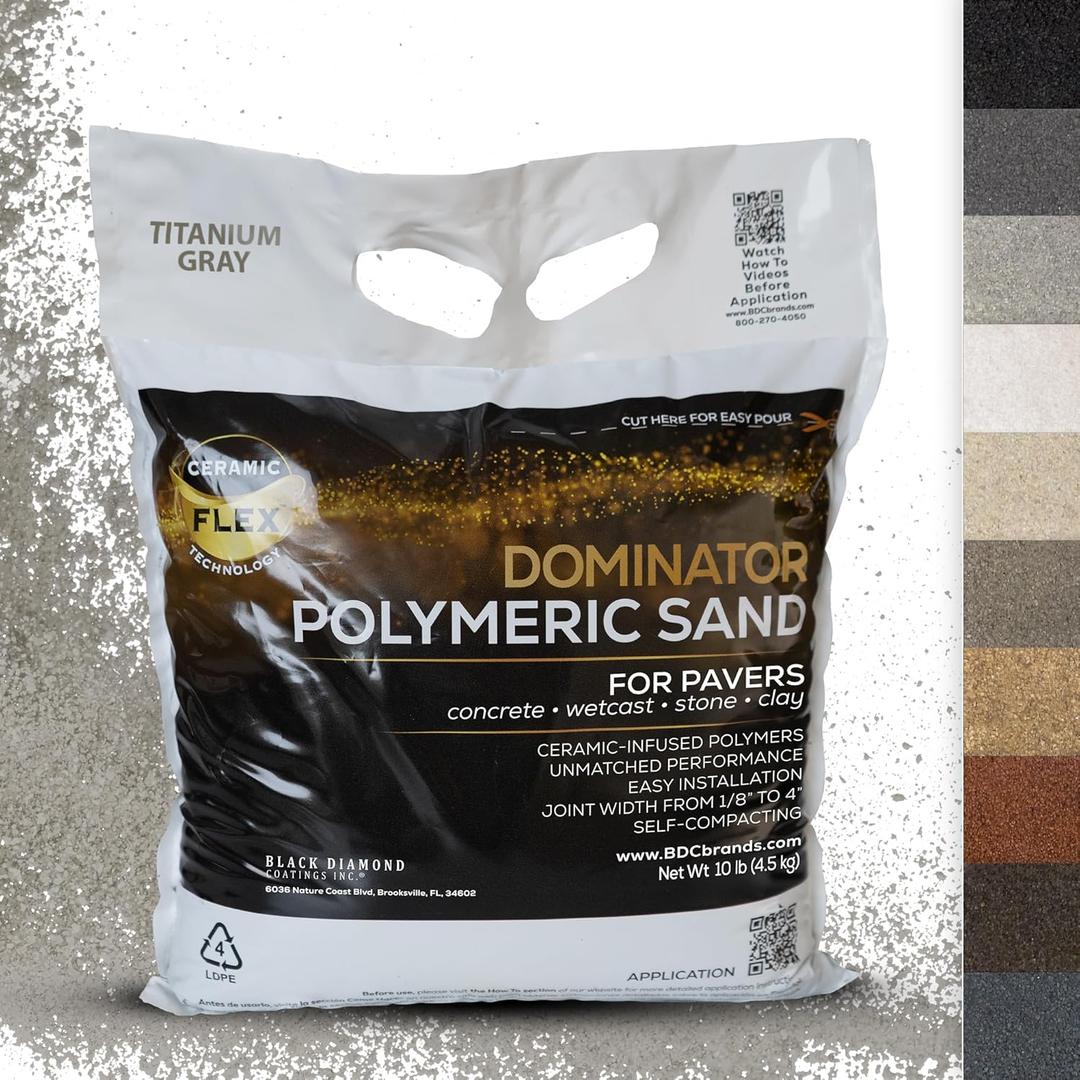 10 Pound Titanium Gray DOMINATOR Polymeric Sand with Revolutionary Ceramic Flex Technology for Stabilizing Paver Joints/Gaps, 1/8 up to 4, Professional Grade Results