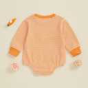 2 x Baby Boy Girl Easter Outfit Sweatshirt Romper Striped Carrot/Bunny Long Sleeve Bubble Romper Waffle Knit Bodysuit (3-6 Months, Orange)