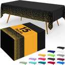 Smiry Disposable Table Cloth - 15 Pack, 54 x 108 Inch Waterproof Rectangle Tablecloths for Parties, Decorative Plastic Table Cover, Leakproof & Sturdy, Black & Gold
