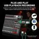 Audio Mixer 8 Channel Professional Sound Console Music Mixer with 320 DSP Effects, 7-band EQ DJ Mixing Board w/USB, Bluetooth, 48V Power Supply, PAD Button for Recording Karaoke PA Drum Live