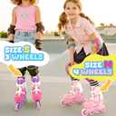 Inline Skates for Girls and Kids, Roller Skates Blades with 4 Size Adjustable Light up Wheels for Kids Girls Beginner Ages 4-8 5-8 6-12 8-12 Indoor Outdoor(Pink, Small - (US 9C-12C))