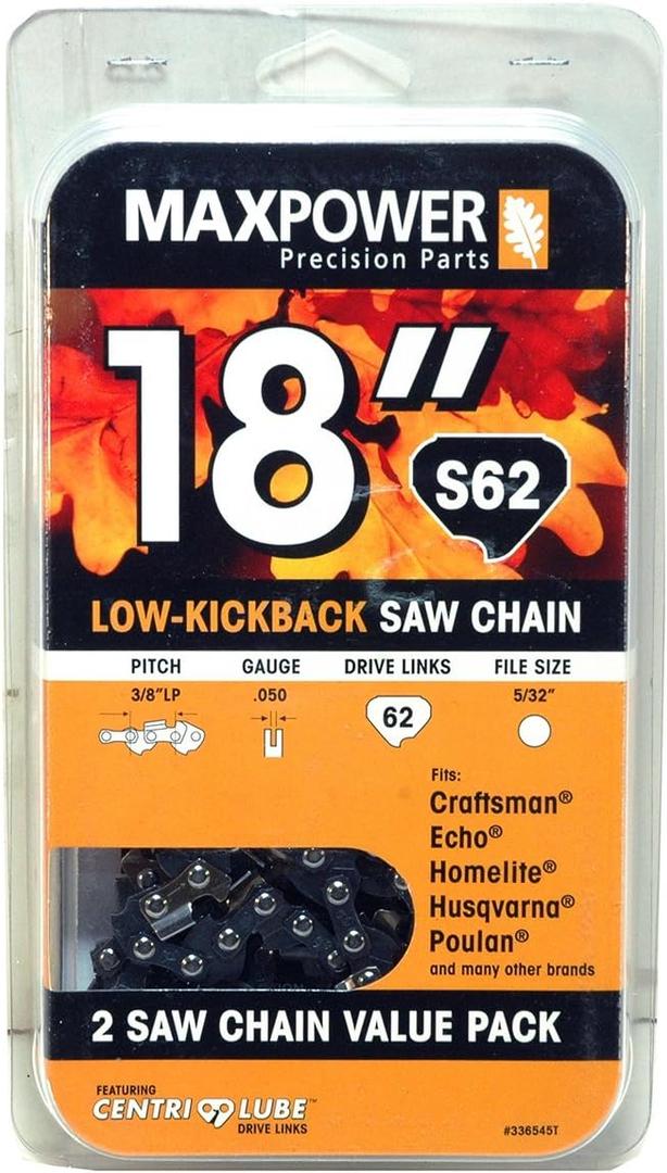 2 Pack Replacement Chains for 18 Inch Craftsman, Echo, Homelite, Poulan and other saws S62
