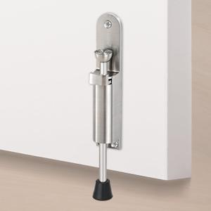 HOMOTEK Kickdown Door Stopper Heavy-Duty Adjustable Spring Loaded Telescopic Foot-Operated Door Holder with Easy Step-On/Off Release Kick Down Stop Wall Protecto, 1 Pack, Sliver