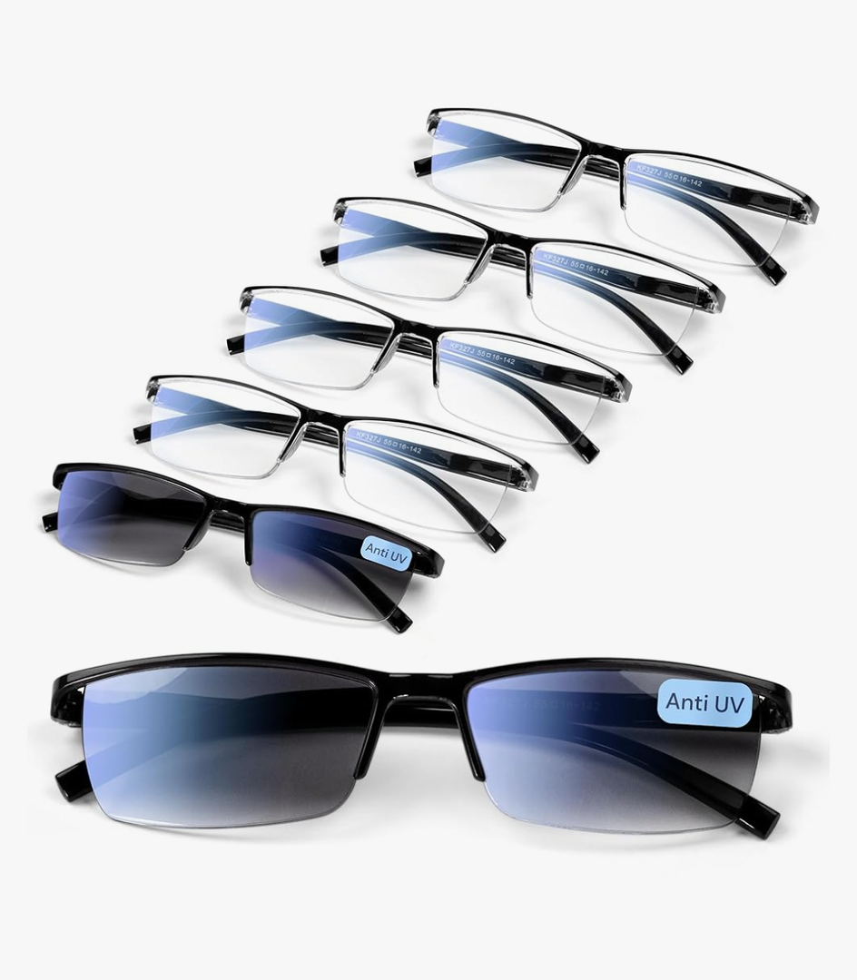 6 pack Executive Style Reading Glasses Men - Durable Readers with 99% Blue Light Blocking - Comfortable Fit with TR90 Frames(2.0)