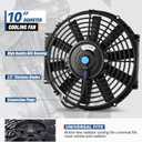 Auto Dynasty Universal 10 Inches High Performance Electric Slim Radiator Cooling Fan with Mounting Kit, (Pack of 2) 12V, Black