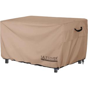 ULTCOVER Rectangular Gas Fire Pit Table Cover 52x34 inch Waterproof Heavy Duty Firepit Cover (Brown)