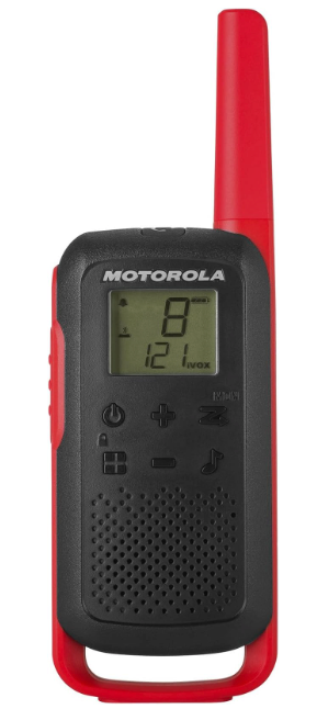 Motorola Solutions, Portable FRS, T210, Talkabout, Two-Way Radios, Rechargeable, 22 Channel, 20 Mile, Black W/Red, 2 Pack