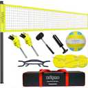 Volleyball Net Outdoor - Portable Volleyball Set for Backyard with Professional Volleyball Net, Wrap Yarn Volleyball and Pump, Boundary Line, Carry Bag
