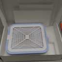 This Desktop Nail Polisher dust Collector Features Three Speed Settings, a Large Mesh Air Inlet, and a Simple White and Blue Color Scheme, Making it Suitable